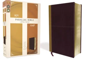 KJV, Amplified, Parallel Bible, Large Print, Leathersoft, Tan/Burgundy