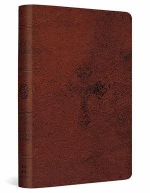 ESV Compact Bible-Walnut Weathered Cross Design TruTone