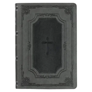 KJV Super Giant Print Bible Two-Tone Grey Faux Leather