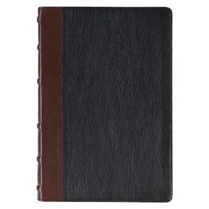 KJV Large Print Study Bible Two-Tone Black/Burgundy Full Grain Leather