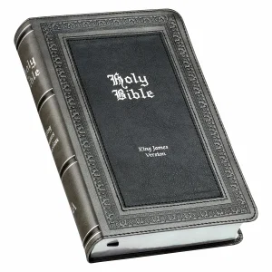 KJV Giant Print Bible TwoTone Grey and Black Faux Leather