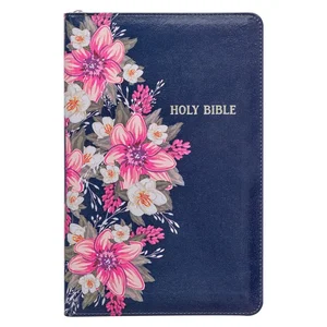 KJV Deluxe Gift Bible Printed Floral Faux Leather with Zipper