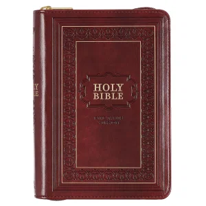 KJV Compact Bible Large Print Burgundy Faux Leather with Zipper
