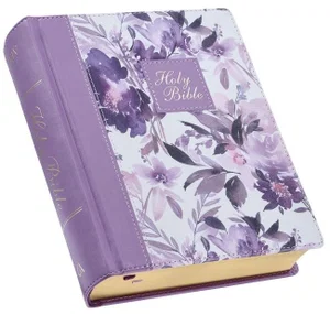 KJV Notetaking Bible Printed Purple Floral Faux Leather