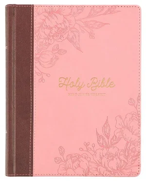 KJV Notetaking Bible Twotone Pink/Brown Floral Faux Leathe