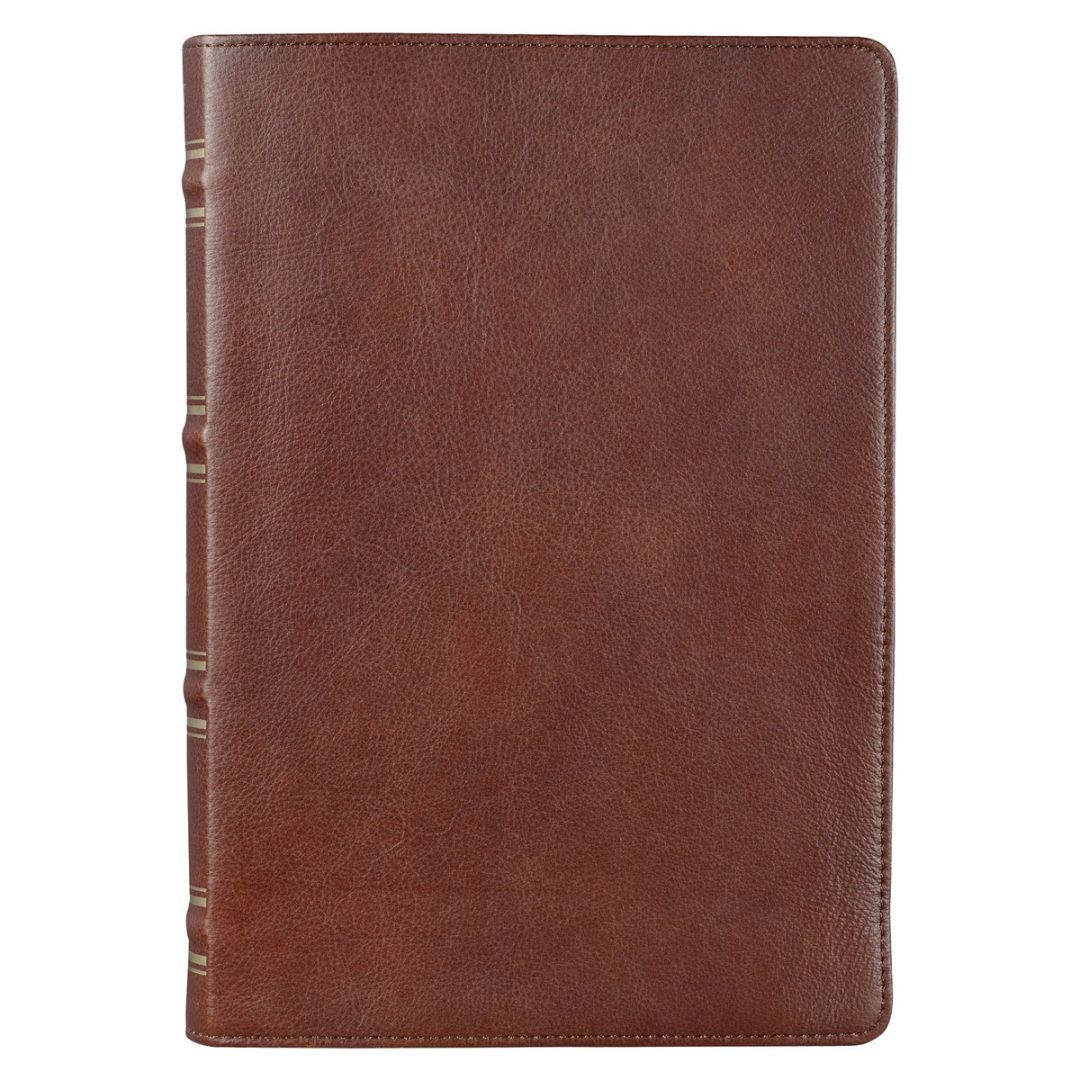 Image of KJV Tan Full Grain Leather Giant Print Full-size with Thumb Indexing