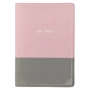 KJV Pink and Grey Faux Leather Super Giant Print Full-size Bible
