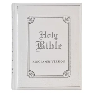 KJV White Faux Leather Family Bible HC Padded