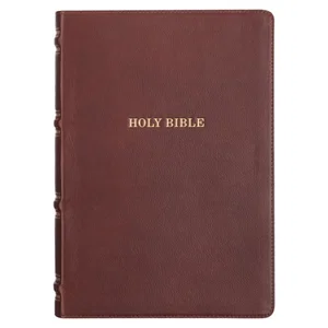 KJV Saddle Tan Full Grain Leather Study Bible - Thumb Index