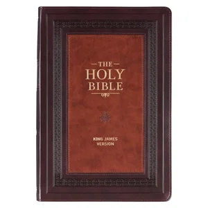 Burgundy and Toffee Black Faux Leather Study Bible - Thumb Index
