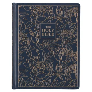 KJV Study Bible, Navy Blue Floral Faux Leather - Note-taking Bible