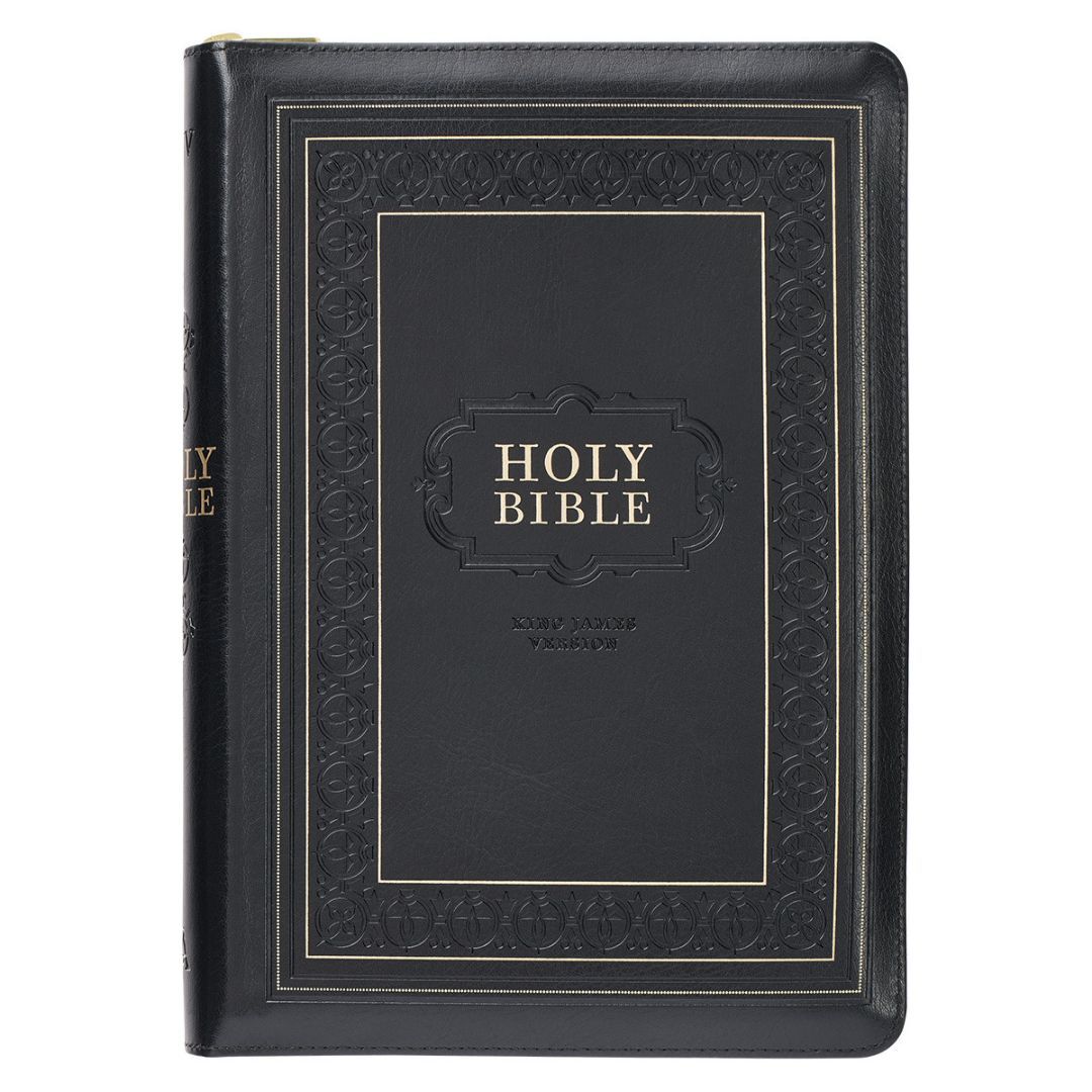 Image of KJV Black Framed Faux Leather Giant Print – Thumb Index