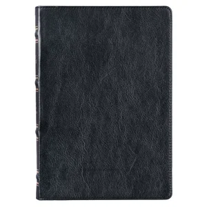 KJV Black Full Grain Leather Large Print Thinline - Thumb Index