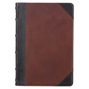 KJV Mahogany and SadleTan Full Grain Leather Large Print Thinline