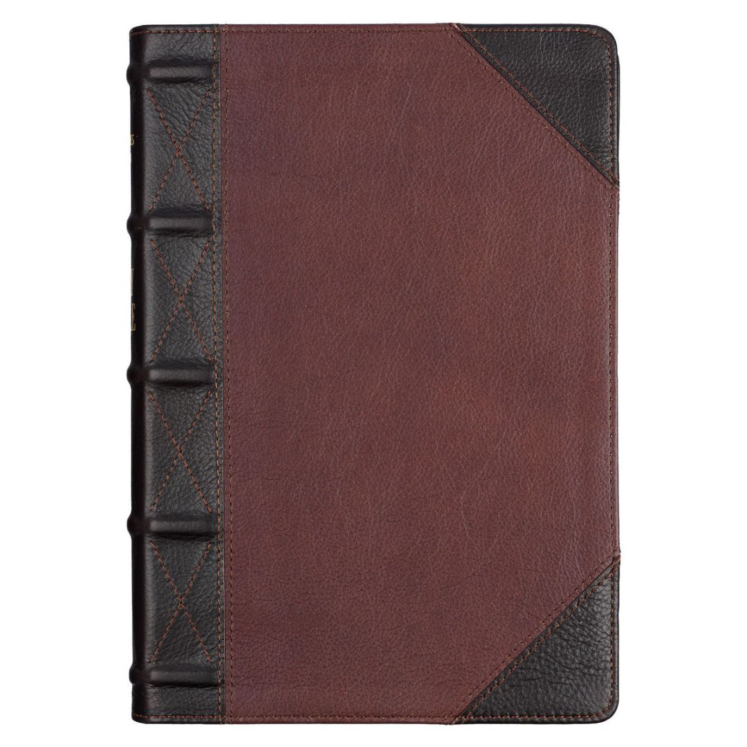 Image of KJV Tawny and Dark Brown Full Grain Leather Giant Print – Thumb Index