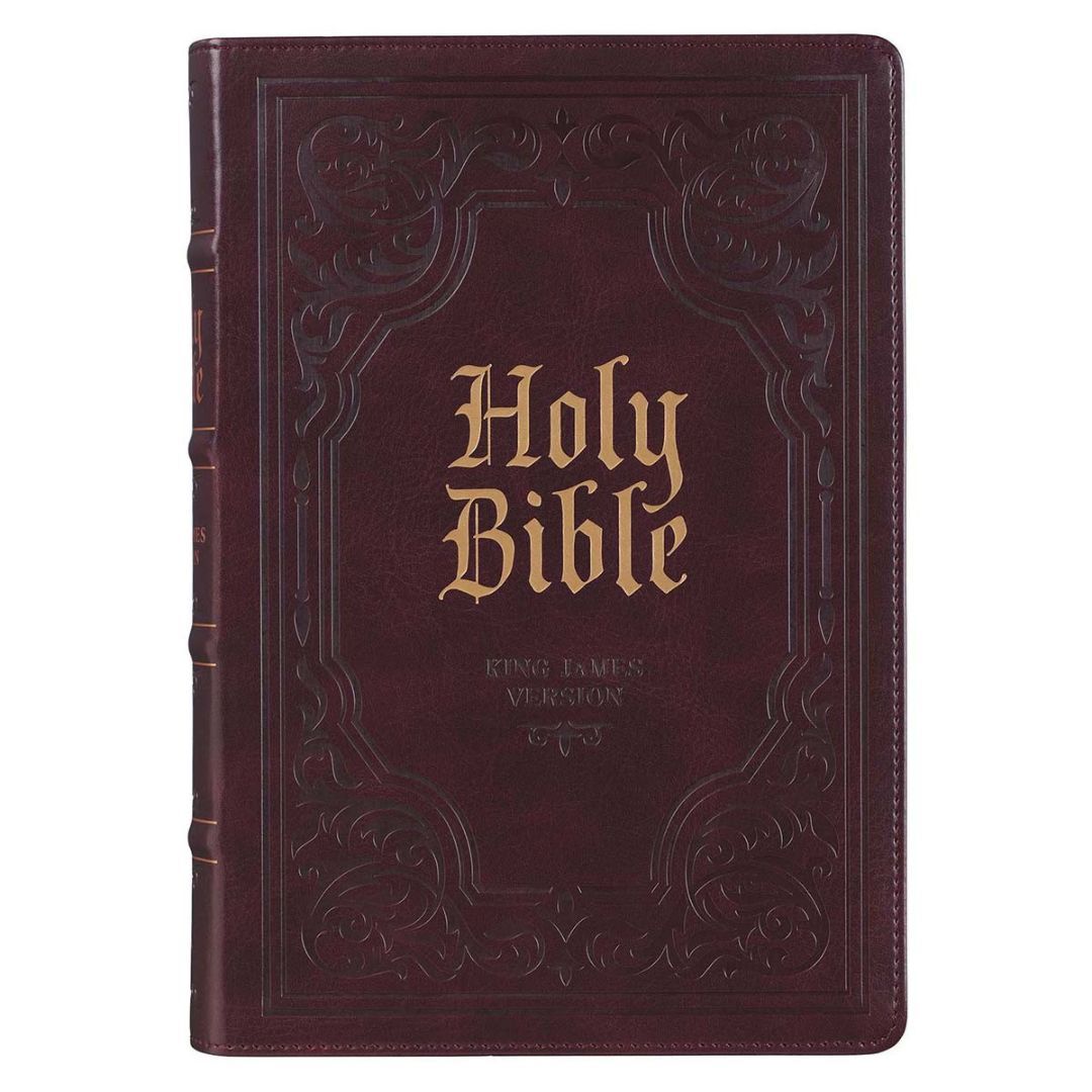 Image of KJV Antiqued Dark Brown Faux Leather Giant Print Full-size – Thumb Index