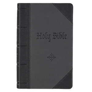 KJV Black and Grey Two-tone Faux Leather Giant Print Standard-size - Thumb Index
