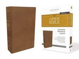 KJV, Open Bible, Genuine Leather, Brown, Red Letter Edition, Comfort Print