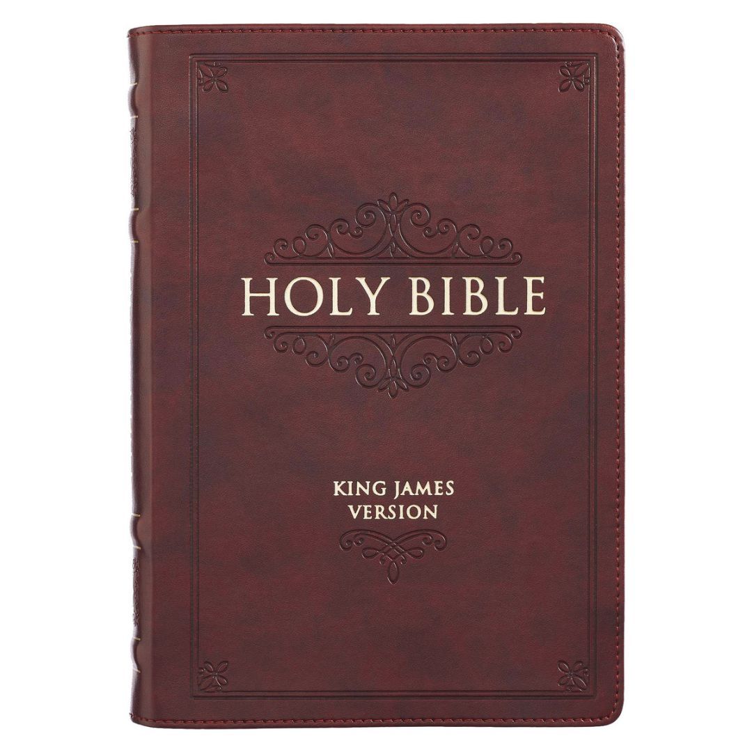 Image of KJV Burgundy Faux Leather Large Print Thinline – Thumb Index