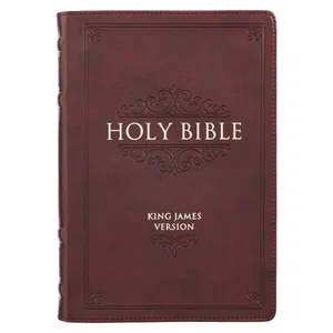 KJV Burgundy Faux Leather Large Print Thinline - Thumb Index