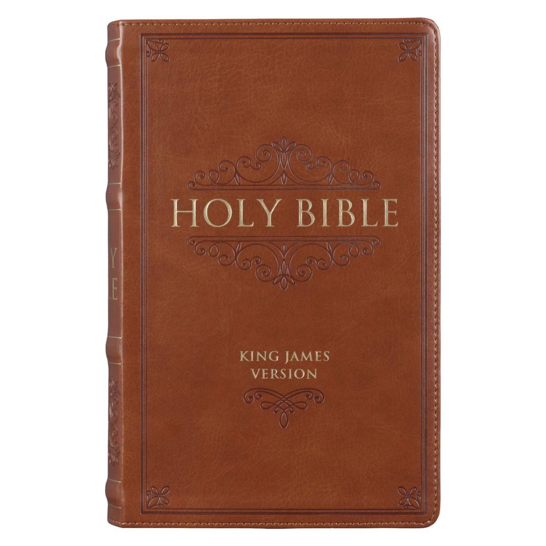 Image of KJV Saddle Tan Faux Leather Giant Print Standard-size – Thumb Ind