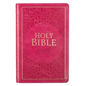 KJV Pink Faux Leather Deluxe Gift Bible - Thumb Index