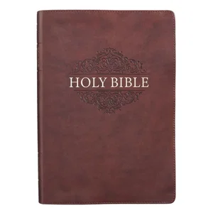 KJV Chestnut Brown Faux Leather Super Giant Print - Thumb Index