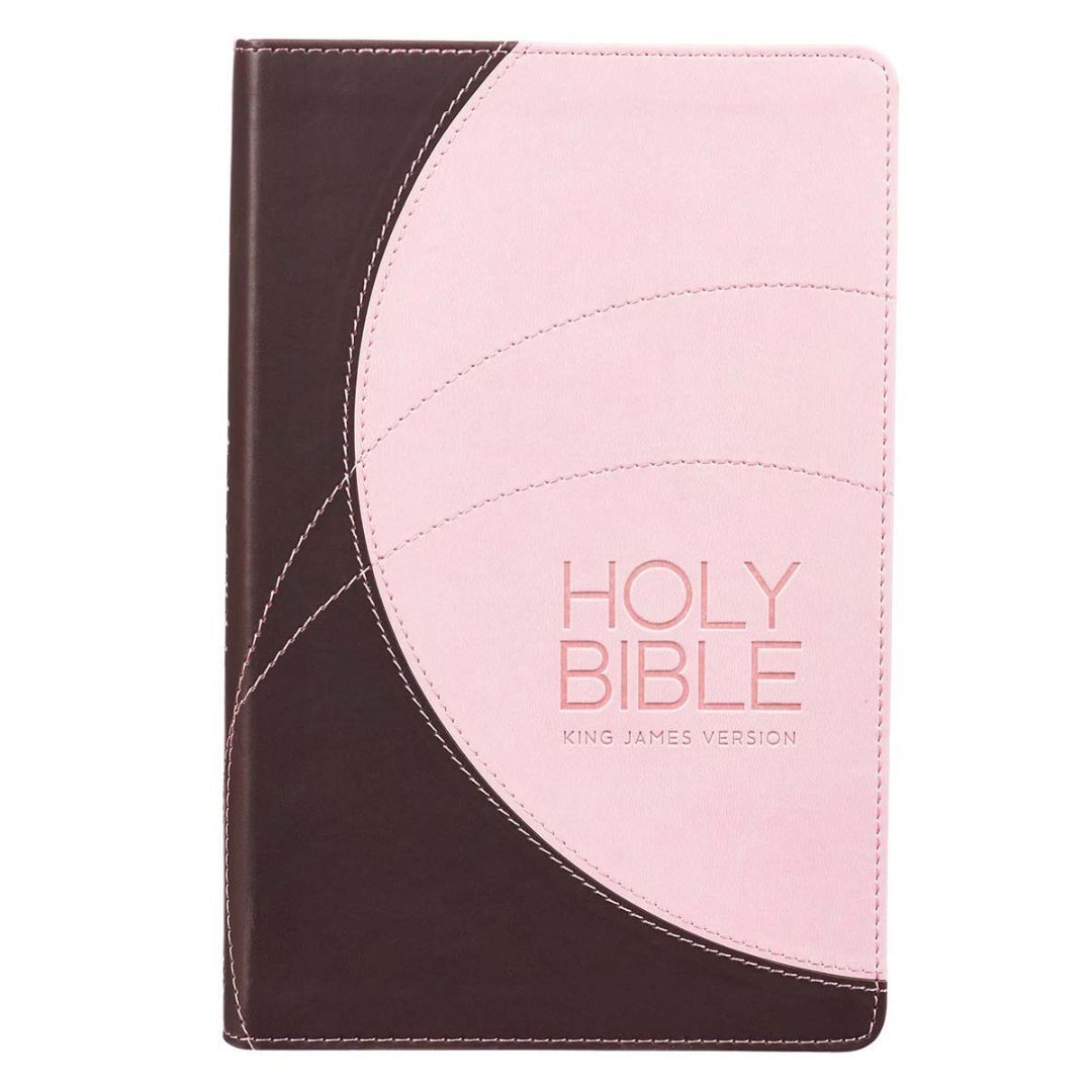 Image of KJV Espresso Brown and Pink Faux Leather Deluxe Gift Bible