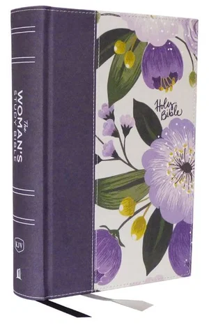 KJV Woman's Study Bible Cloth Over Board, Purple Floral - Thumb Indexed