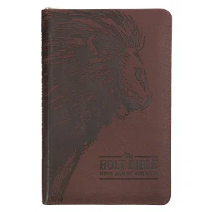 KJV Brown Lion Deluxe Gift Bible with Thumb Index and Zippered Closure