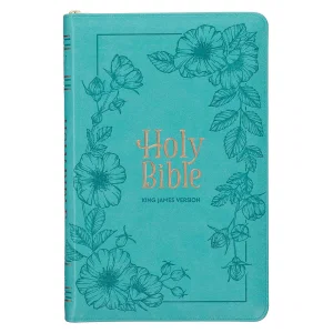 KJV Teal Deluxe Gift Bible with Thumb Index and Zippered CLosure
