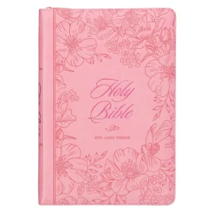 KJV Pink LP Bible with Zippered Closure and Thumb Index