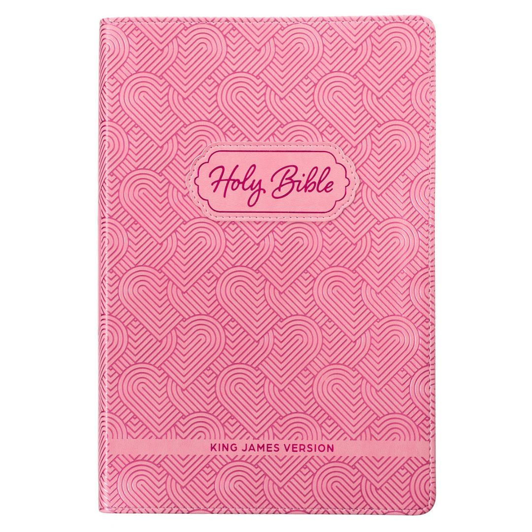KJV Blossom Pink Heart Faux Leather Kid's Bible