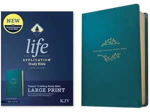 KJV Life Application Study Bible Large Print Teal Blue Leatherlike