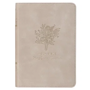 KJV Taupe Bouquet Faux Leather Compact Bible