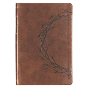 KJV Bible Giant Print Full Size Faux Leather Crown of Thorns/Amazing Grace, Brow