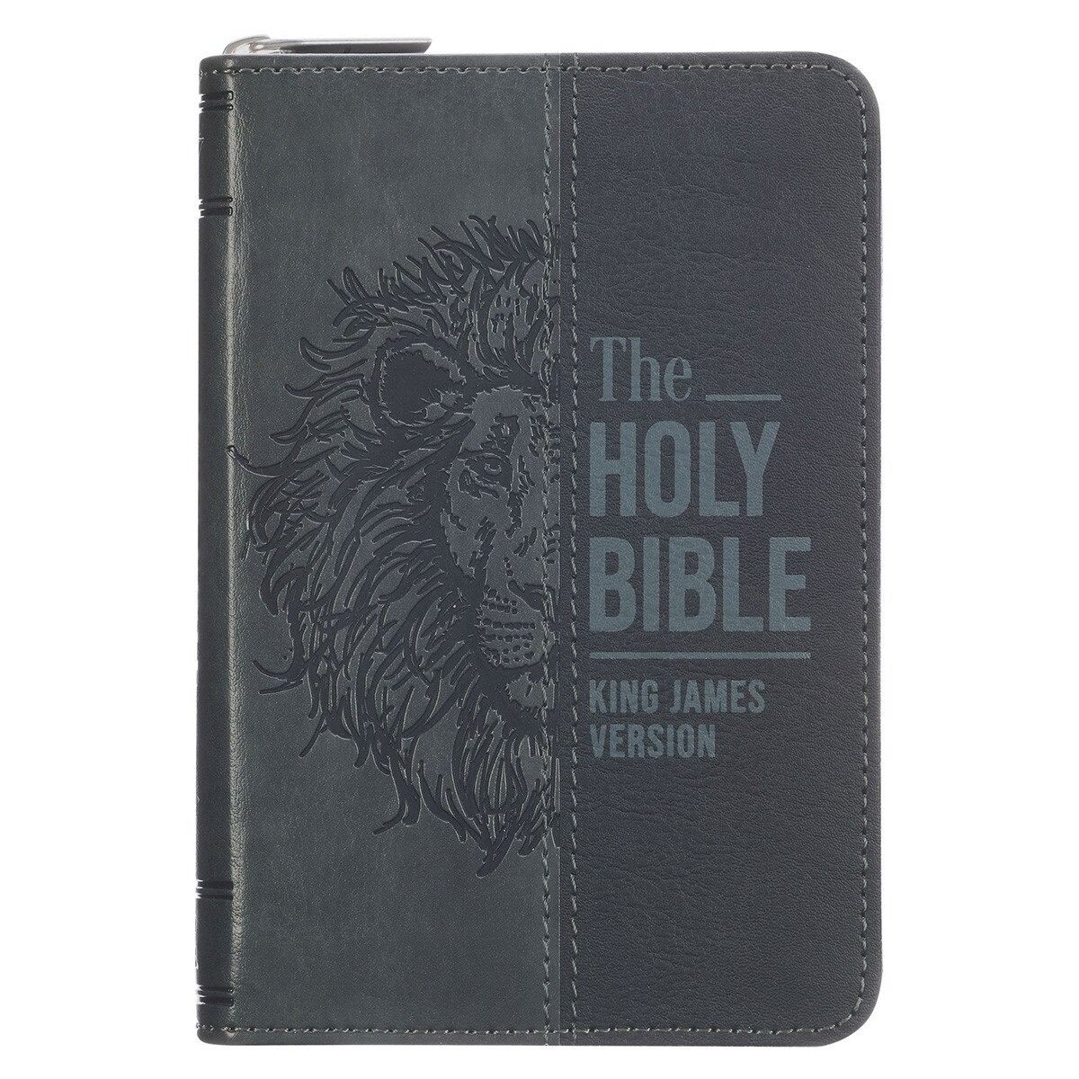 Image of KJV Bible Pocket w/Zip Faux Leather, Black/Gray