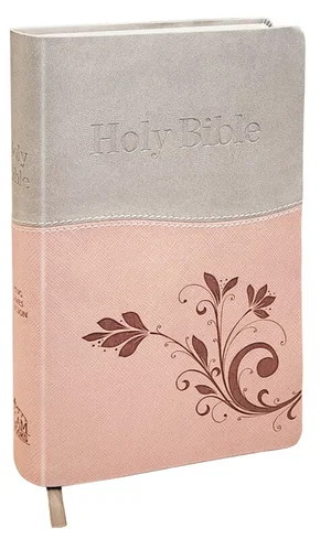 KJV Large Print Personal Size Bible Tan & Pink