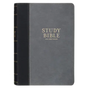 KJV Bible Study Bible Faux Leather, Two-tone Grey and Black