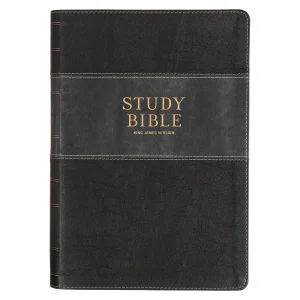 KJV Bible LP Study Bible Faux Leather, Two-tone Black and Grey