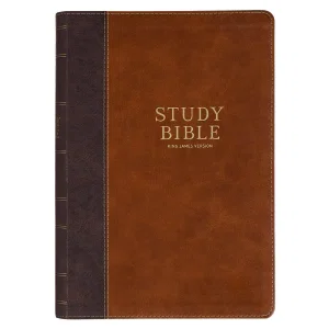 KJV Bible LP Study Bible Faux Leather, Two-tone Brown