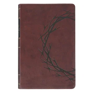 KJV Bible Personal Size LG print Faux Leather Brown Crown of Thorns