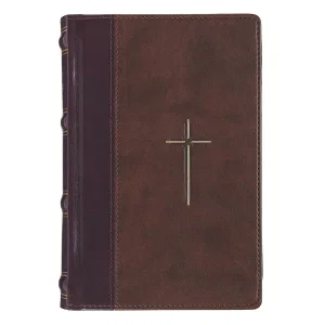 KJV Bible Personal Size LG print Hardcover Faux Leather Two-tone Black/Tan