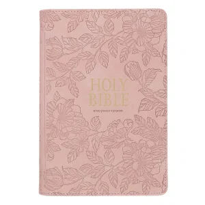KJV Bible Personal Size LG print Faux Leather Blush Floral