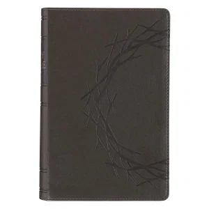 KJV Bible Reader's Edition XL print Faux Leather Grey Crown of Thorns