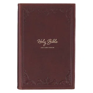 KJV Bible Reader's Edition XL print Genuine Leather Brown Floral Corners