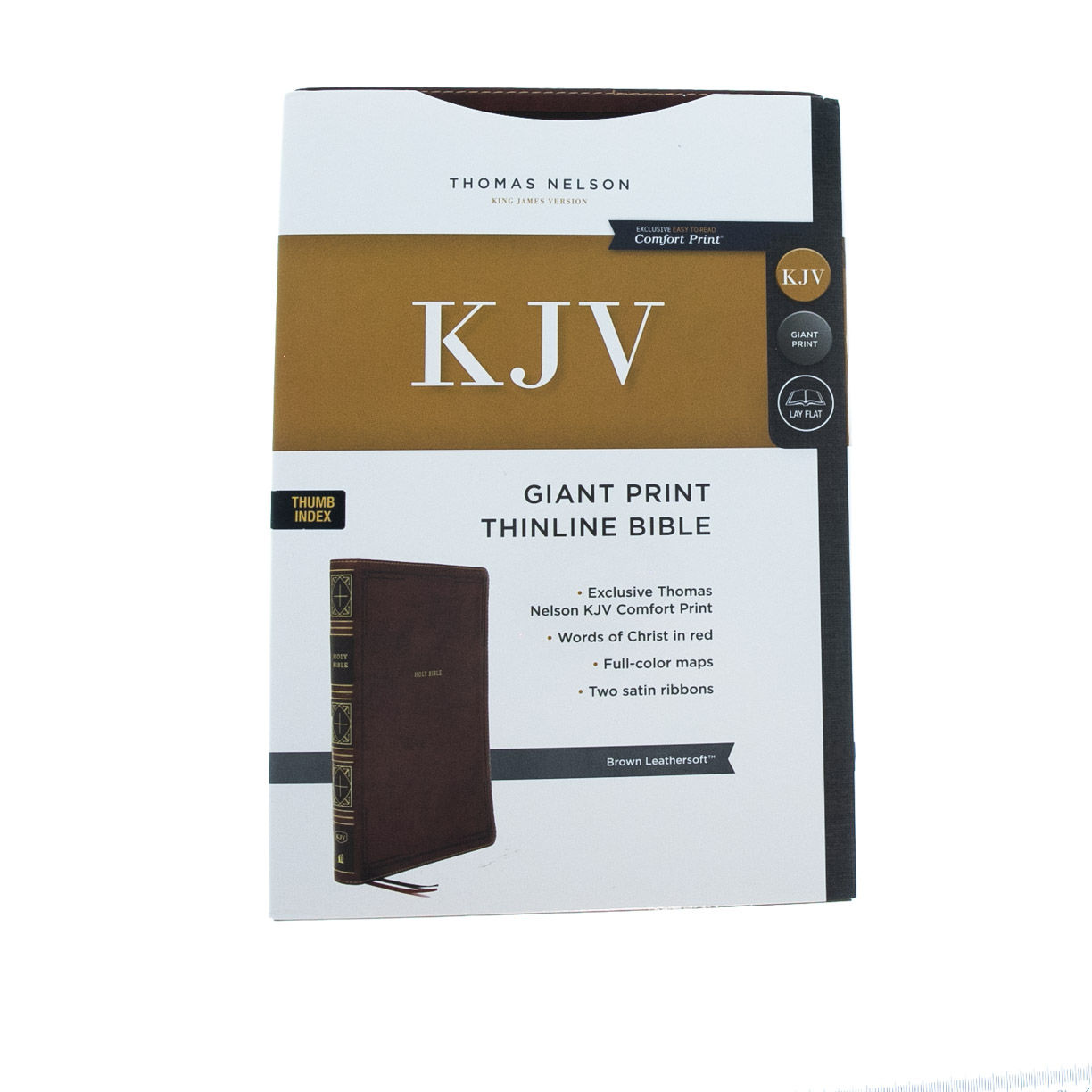 Image of KJV Giant-Print Thinline Bible, Comfort Print -Leather-look, Brown Indexed