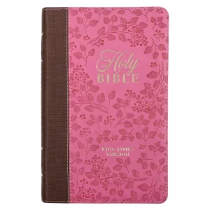 KJV Bible Giant Print Standard-size Faux Leather, Brown/Pink Berry