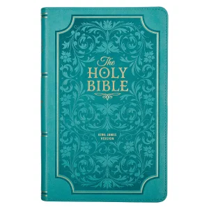 KJV Bible Giant Print Standard-size Faux Leather, Teal Floral