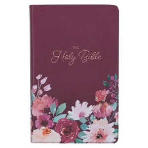 KJV Bible Giant Print Standard-size Faux Leather, Purple Floral Printed